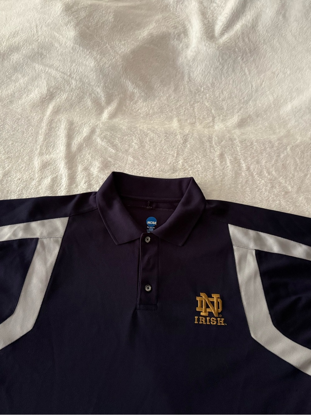 NCAA Notre Dame Navy Blue Fighting Irish Polo Style Shirt L Football 🏈 College - Picture 2 of 5